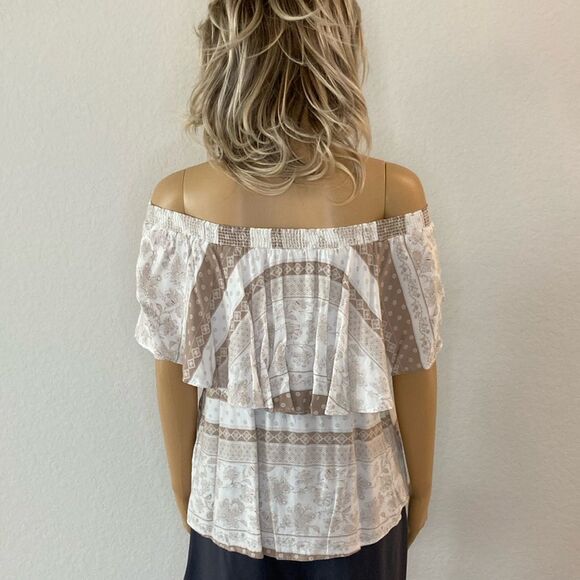 Show Me Your Mumu Off Shoulder Bungalow Top Boho Festival Blouse Peasant Ruffle - Picture 8 of 12
